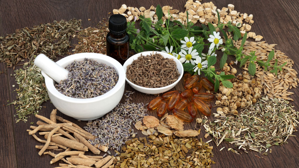 Préparation d'infusion aux plantes adaptogènes en naturopathie