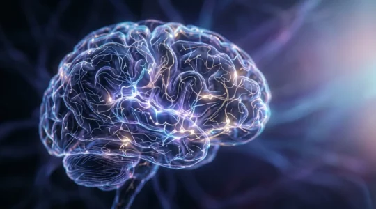 Vue artistique d'un cerveau humain avec des connexions neuronales lumineuses se régénérant progressivement