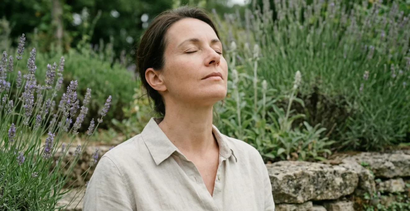 Femme pratiquant la respiration consciente pour gérer le stress naturellement