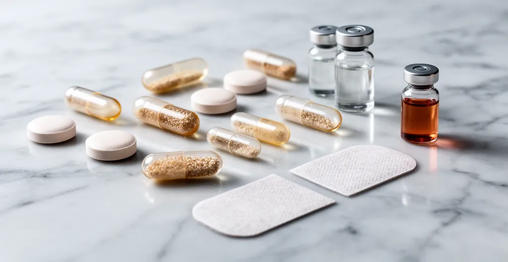 Différentes formes galéniques de médicaments illustrant leur impact sur l'efficacité thérapeutique