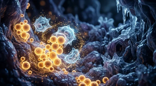 Représentation de l'interaction entre les probiotiques et le système immunitaire dans l'intestin