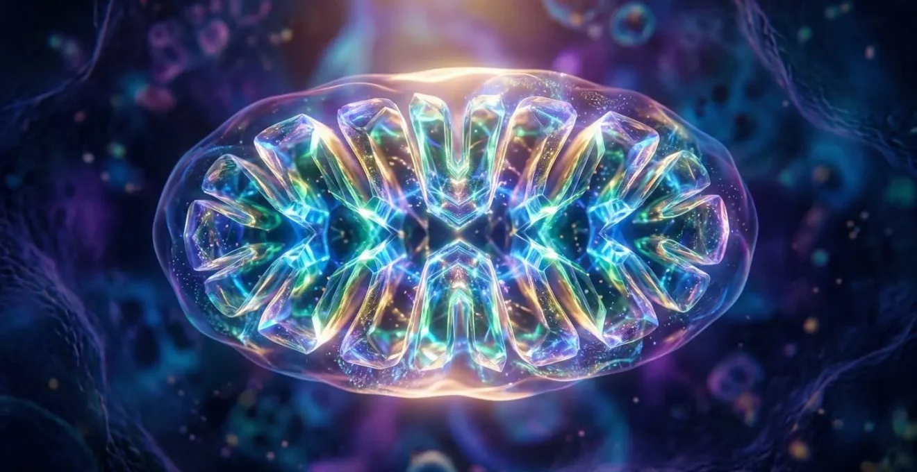 Vue microscopique artistique des mitochondries dans une cellule humaine