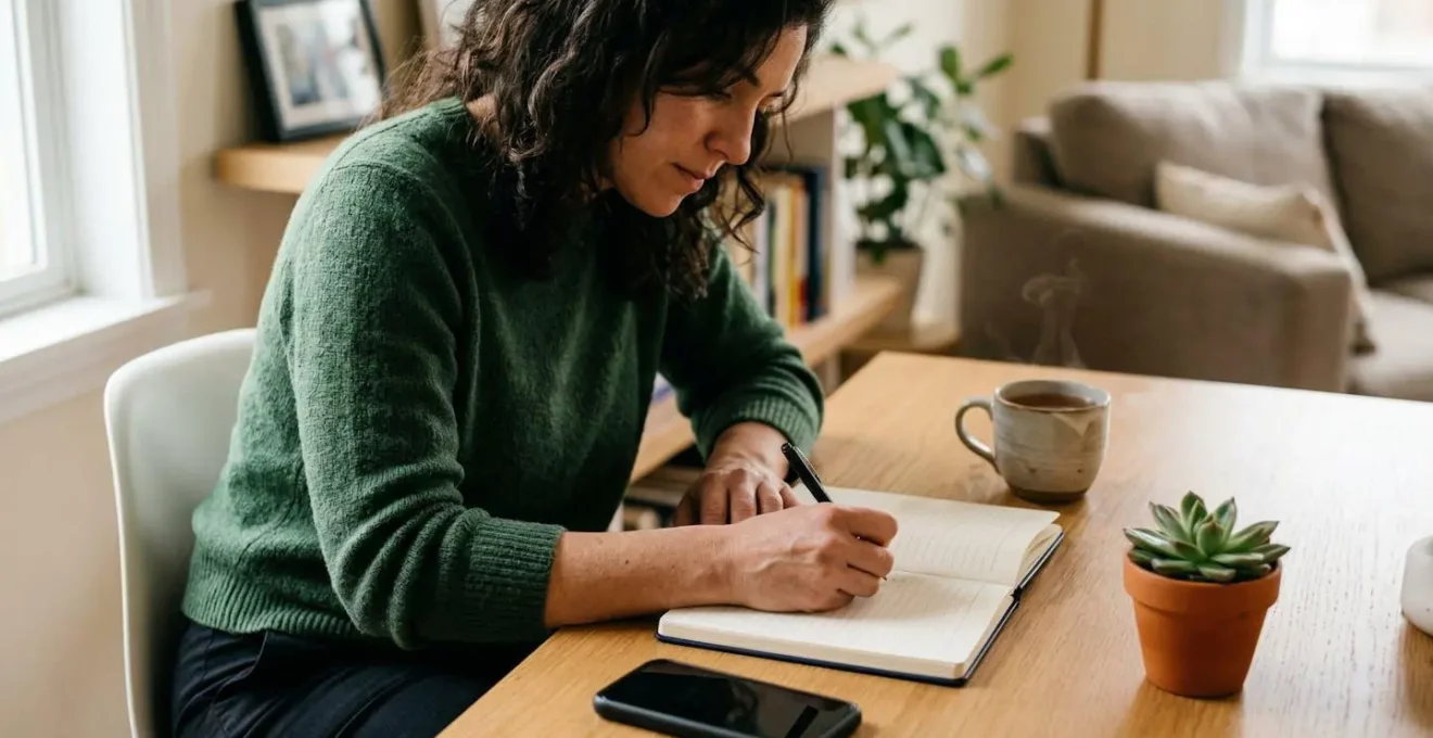 Espace de travail personnel organisé pour la préparation d'un premier rendez-vous psychiatrique