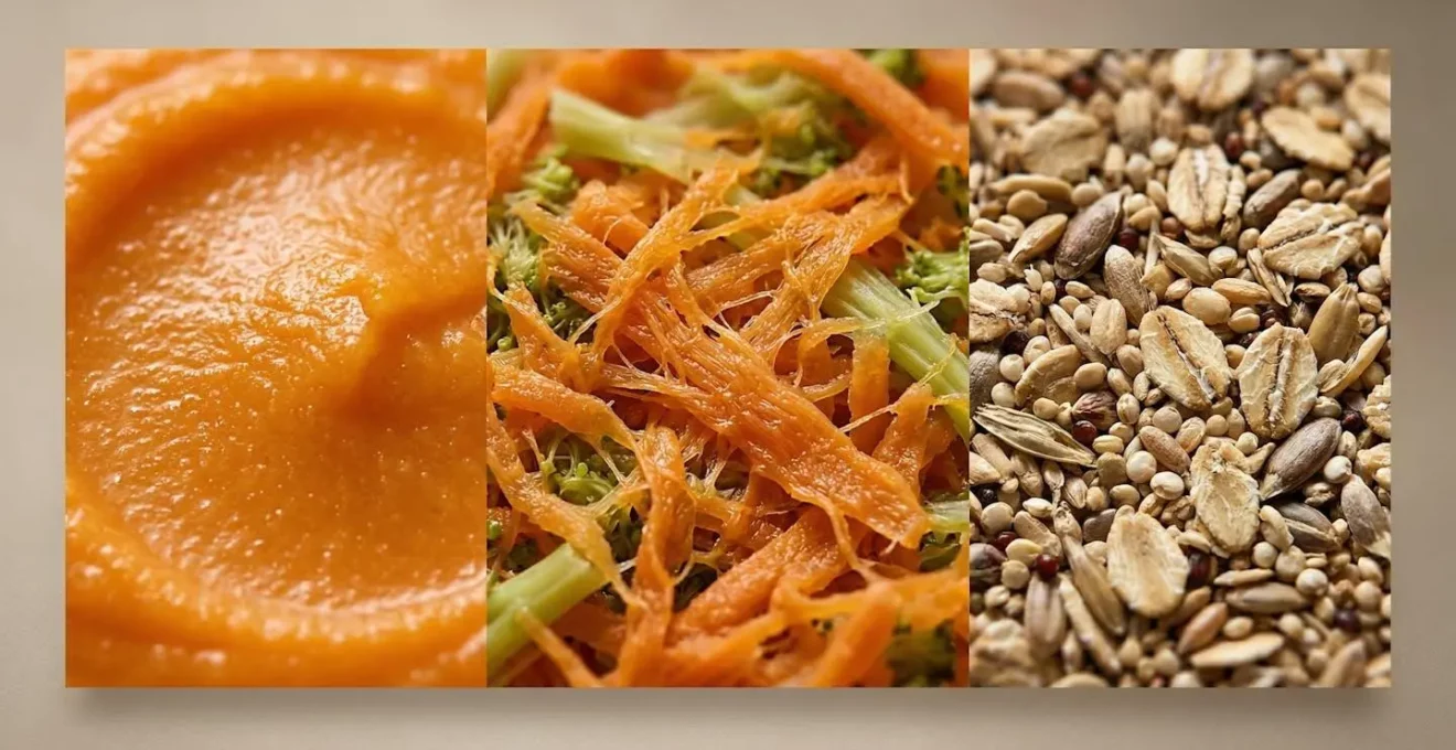 Évolution progressive de l'alimentation sur trois semaines avec différents types de fibres