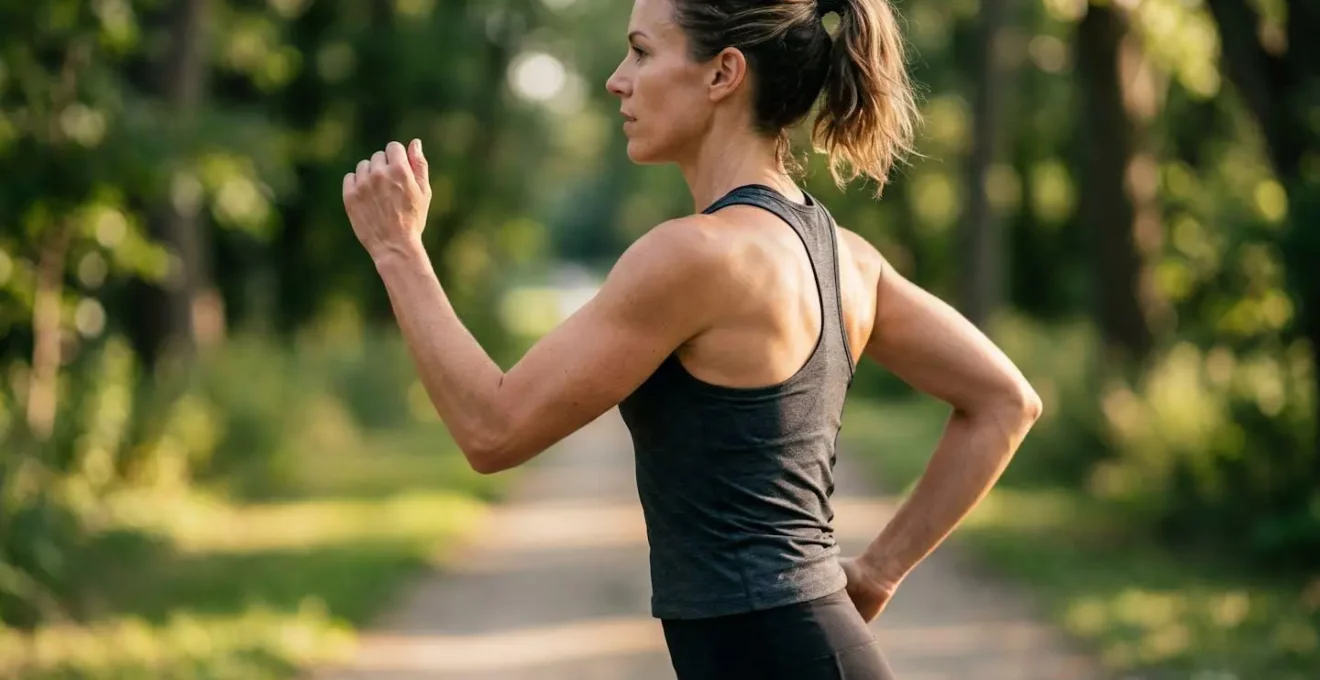 Gros plan sur la technique du mouvement de bras en marche active avec coude à 90 degrés