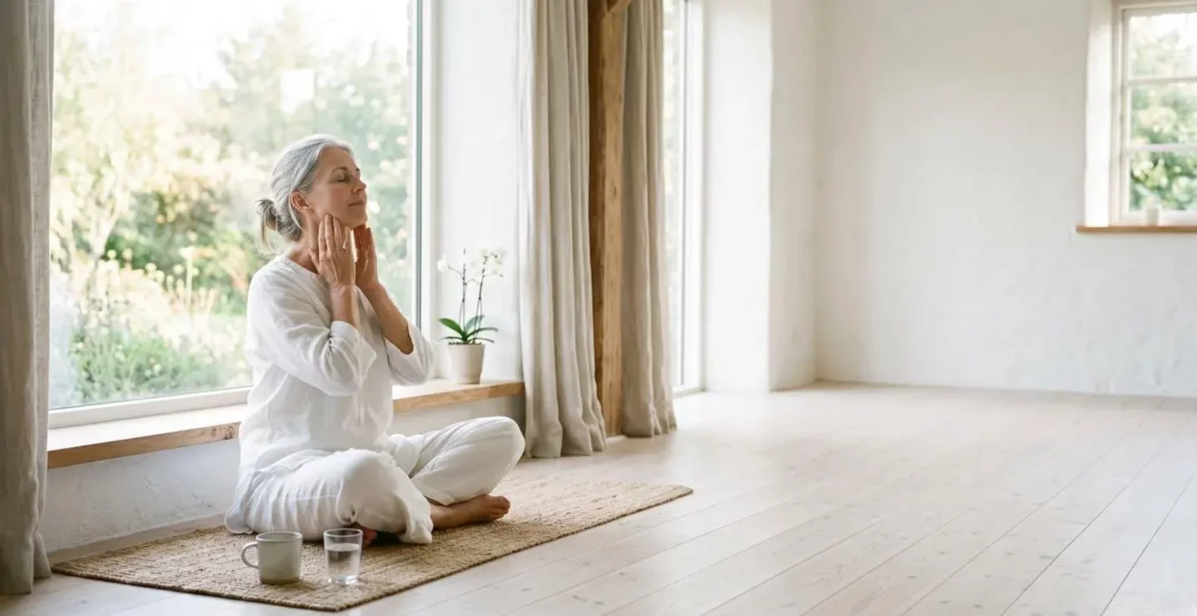 Mains réalisant un massage facial avec technique de drainage lymphatique