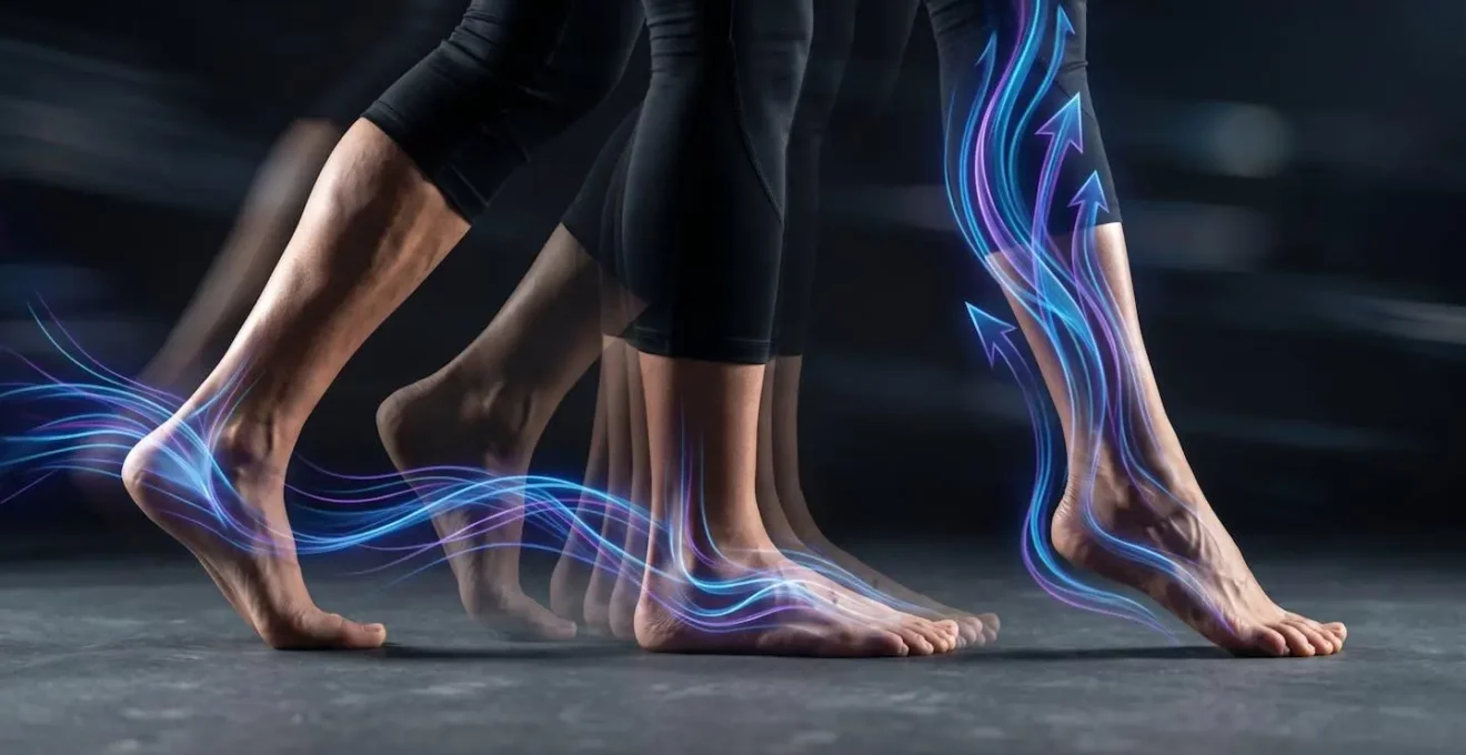 Démonstration du déroulé complet du pied lors de la marche active pour activer la pompe veineuse